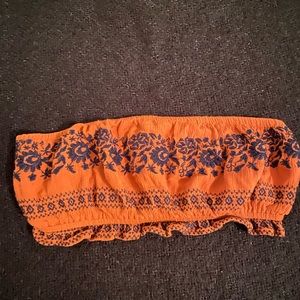 Orange Embroidered Tube Top
